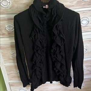 Romeo & Juliet Couture Black Ruffled Cardigan